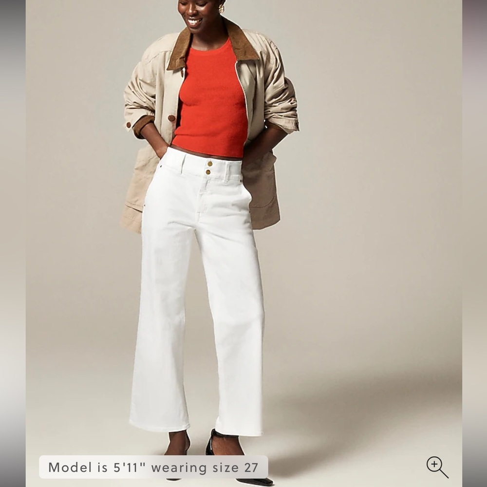 J crew White High-Waisted slim wide leg Jeans - Picture 2 of 8